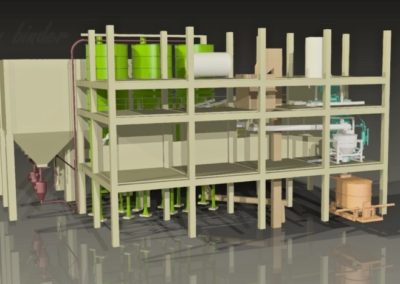 Konstrukce technologického souboru přípravy suroviny pro odlev porobetonu - zapracování do stávajících prostor. (Koncový uživatel - H+H Celcon Most - realizace 2006)