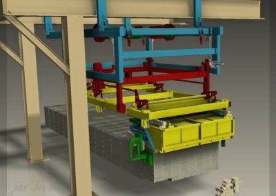 Vložené technologické zařízení pro vrchní frézování pera do odlevu. (Koncový uživatel - Xella CZ s.r.o. - realizace 2008)