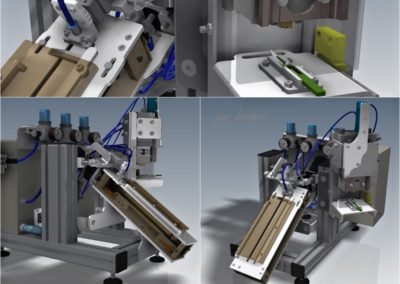 Montážní a lisovací poloautomaty na výrobu skalpelů s plastovou rukojetí - řešení pro čistý prostor. (Catwin, s. r. o. - SK) Realizace - 2014-2015